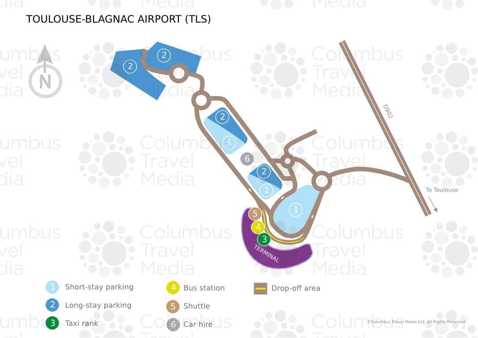 mapa do aeroporto de Toulouse-blagnac