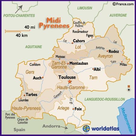mapa de Toulouse e arredores
