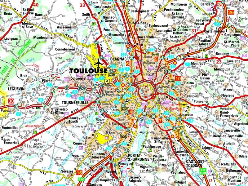 mapa de Toulouse estrada