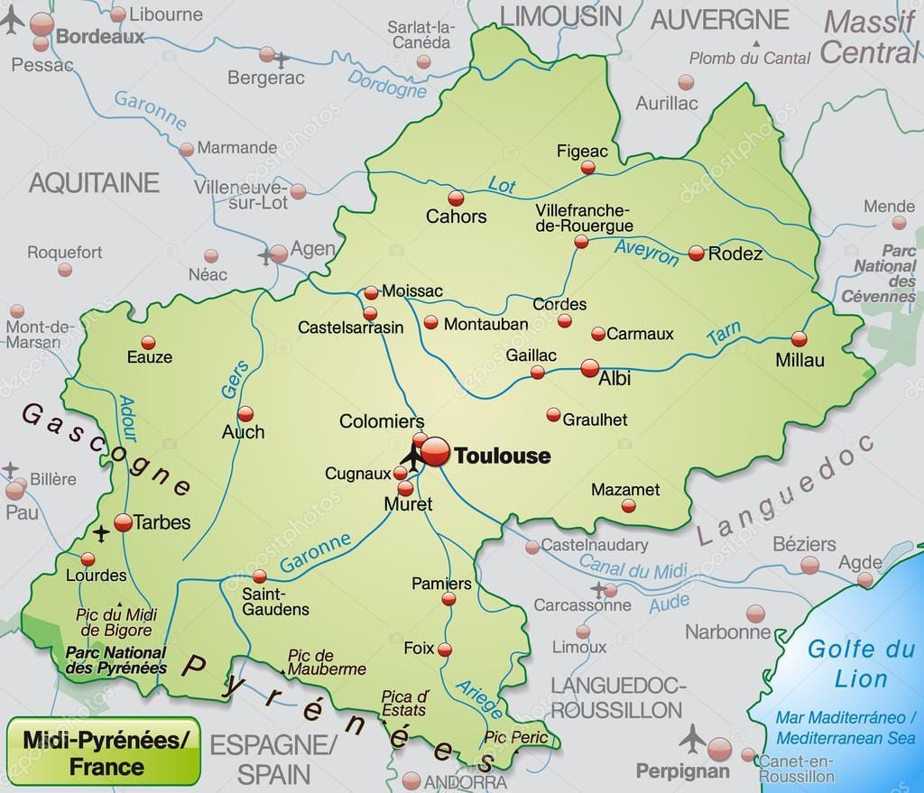 Toulouse região mapa