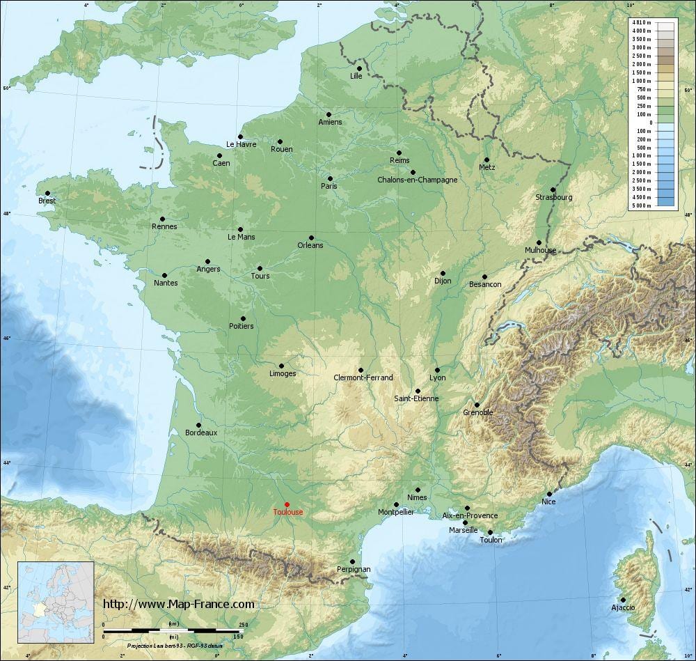 geográfica mapa de Toulouse